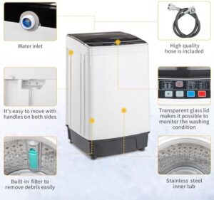 Fully Automatic Clothes Washing Machine with Drainage Pump – Compact design, high power, and stainless steel inner barrel perfect for small spaces like balconies, kitchens, and bathrooms.