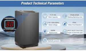 Portable Washing Machine 15.6Lbs Large Capacity with 10 Programs and 8 Water Levels, Antique Grey White  