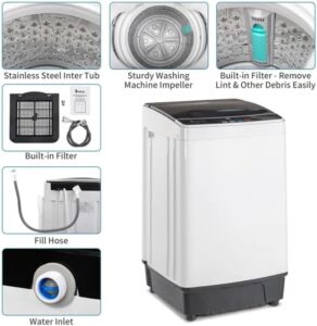 Portable Washing Machines 17.6LBS Full Automatic Washer with LED Display and Spinner Combo