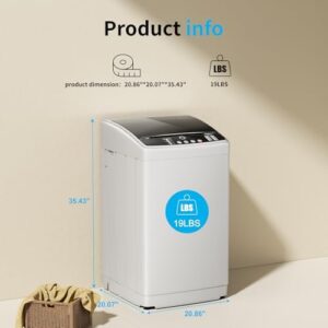 19lbs Portable Automatic Washing Machine with Drain Pump, ideal for dorms, apartments, and RVs