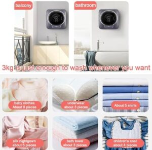 3kg Portable Wall Mounted Washing Machine with 8 Modes for Compact Spaces