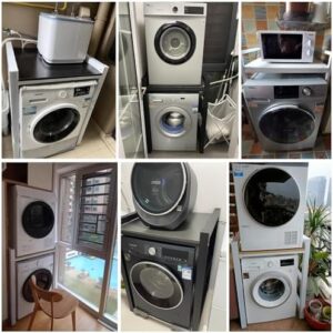 Stacking Kit for Washer and Dryer - Adjustable, Space-saving Laundry Storage Rack