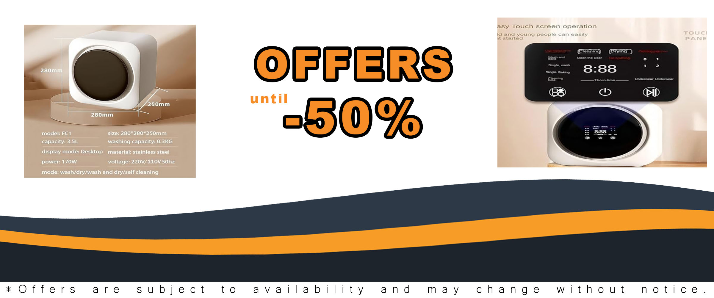 Portable washing machine and mini clothes dryer for small laundry loads, ideal for apartments and small spaces.