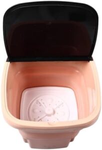 LJCM Mini Washing Machine in pink-orange, compact, foldable, perfect for small living spaces