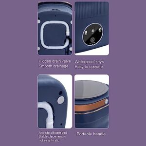 Portable folding washing machine suitable for travel, camping, and small spaces like apartments or RVs, in purple color.