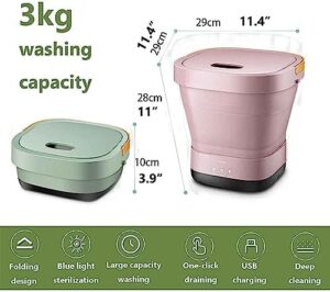 Foldable Washing Machine USB powered portable washer in pink, ideal for small apartments, RVs, camping, and traveling use.