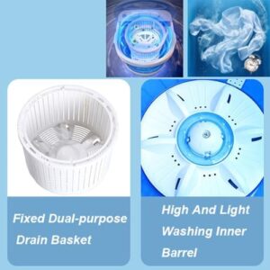 Portable Mini Washing Machine in Blue for Apartments, RVs, and Singles