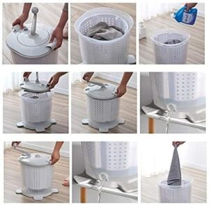Hand Power Mini Washing Machine, non-electric, compact, portable, hand crank, washing solution for camping and apartments