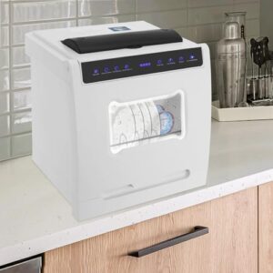 Countertop Dishwasher,Kitchen Dishwasher,Portable Compact Dishwasher,Mini Dishwasher,Touch Control,4 Washing Programs,Air-Dry Function & Fruit Wash,for Small Apartments, Dorms,RVs,White,Rectangular