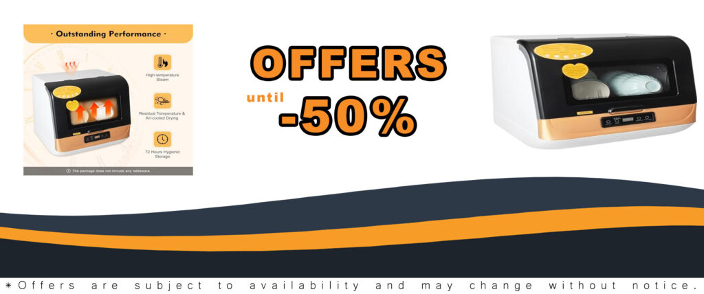 Portable Dishwasher Countertop, Mini Dish Washer Machine, 3 Washing Programs & Air-Dry Function