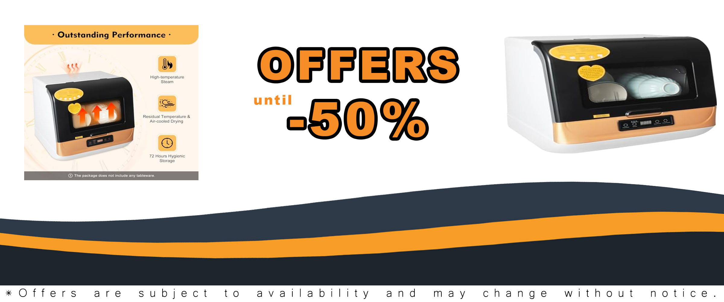 Portable Dishwasher Countertop, Mini Dish Washer Machine, 3 Washing Programs & Air-Dry Function  