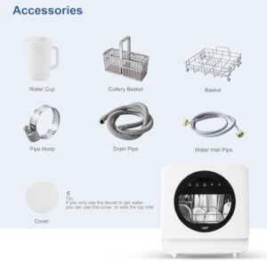 LMP Portable Dishwasher Countertop with 4.5L Built-in Water Tank and High-Temp Wash