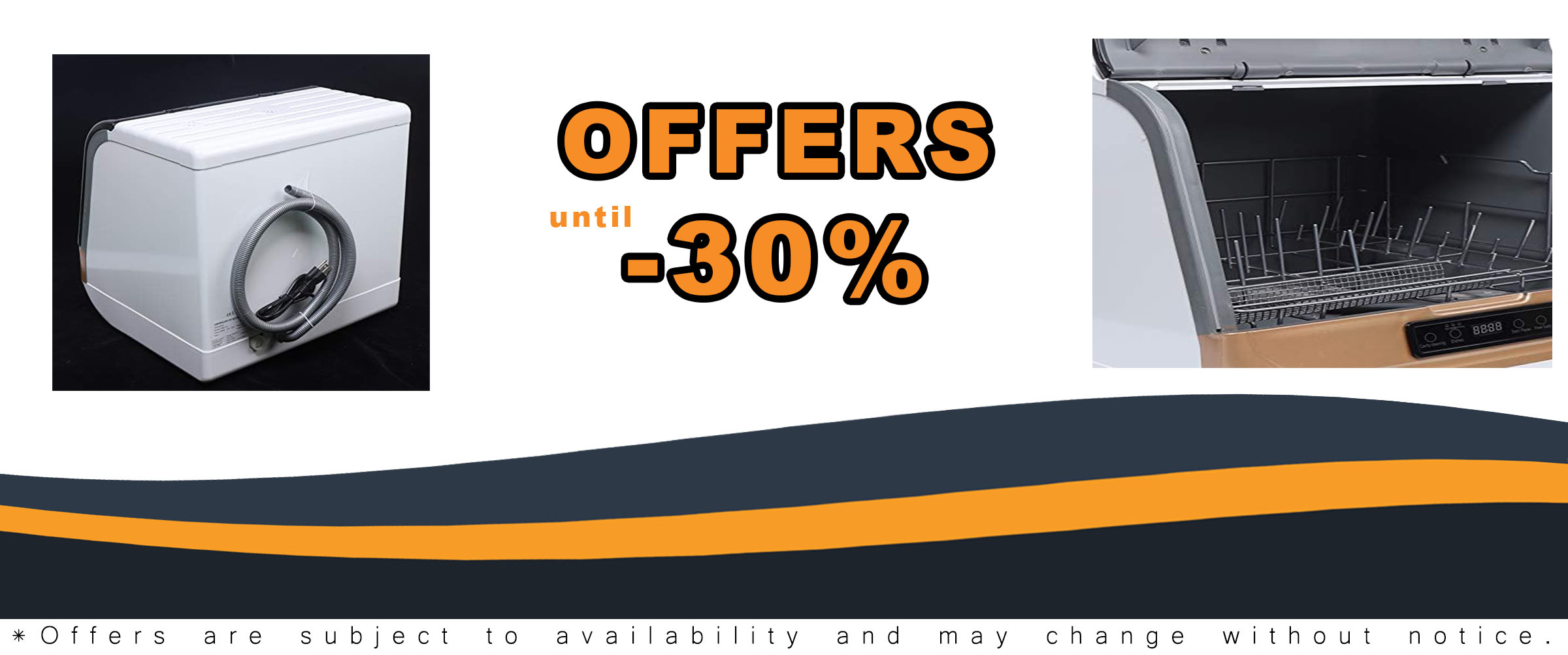 Portable Dishwasher Countertop with 360° deep cleaning and air drying feature