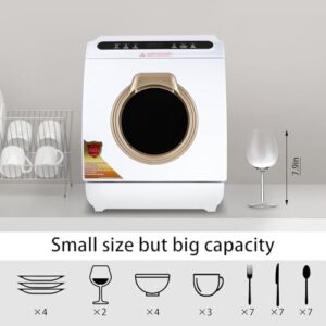 Air-Dry Dishwasher Portable for apartments, RVs, and dormitories, with a 7L water tank and 360 dual spray cleaning system.
