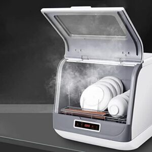 Portable Countertop Dishwasher in grey with 3 washing programs and steam drying