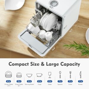 LMP Portable Dishwasher Countertop with Glass Door and Built-In Water Tank