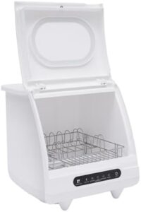 Portable Countertop Dishwasher, 360° rotation, compact, powerful, with inlet and drain pipes
