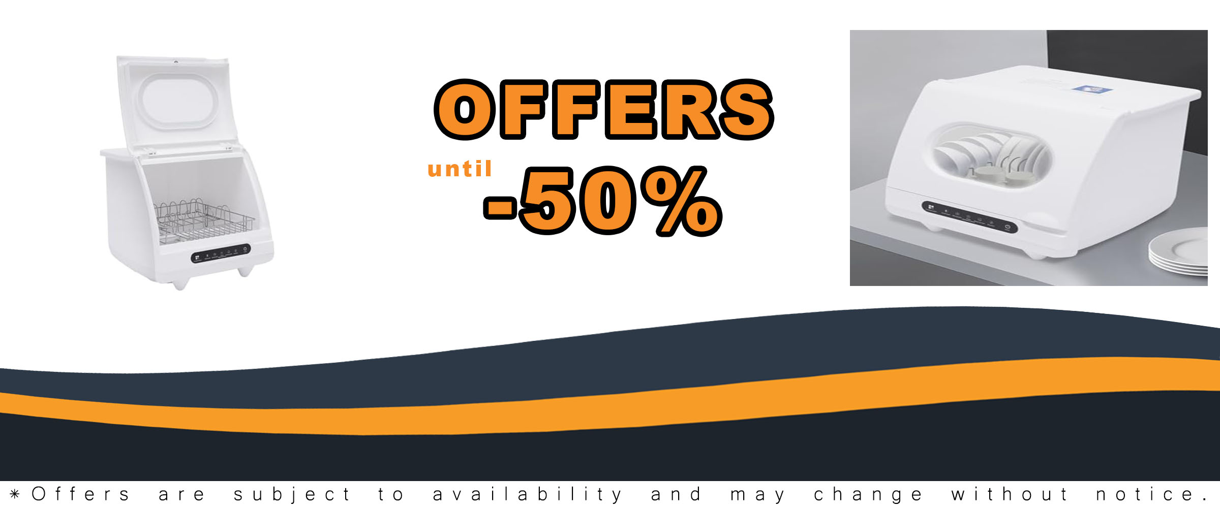 Portable Countertop Dishwasher, 360° rotation, compact, powerful, with inlet and drain pipes