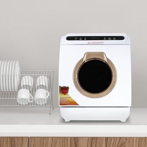 Countertop dishwasher with 5 washing programs, 7L built-in water tank, and 360° dual spray system.