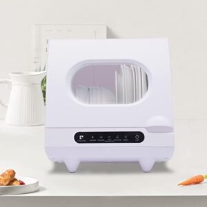 Portable Countertop Dishwasher 110V 1200W - White Compact Design with High-Temperature Washing and Air-Dry Function