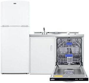 Summit Appliance ACKDW751G 75" Wide All-in-one Kitchenette with Refrigerator, Dishwasher, Burners, Storage, Sink and Faucet