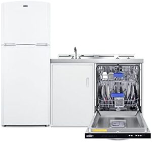 Summit Appliance ACKDW751G 75" Wide All-in-one Kitchenette with Refrigerator, Dishwasher, Burners, Storage, Sink and Faucet