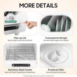 Portable countertop dishwasher with 5 washing programs, baby care, and air-dry function, perfect for apartments and RVs