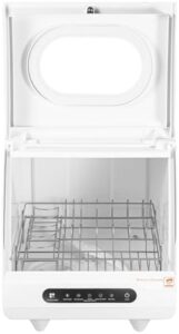 Portable countertop dishwasher with 5 washing programs, baby care, and air-dry function, perfect for apartments and RVs