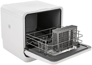 Portable Countertop Dishwasher, Compact Design, 360° Spray, Child Lock, and Overflow Protection