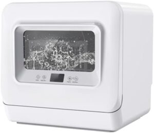 LAILISEN Countertop Dishwasher in white, compact design perfect for small kitchens and apartments  