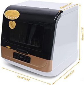 CNCEST Countertop Dishwasher, compact, portable, mini dishwasher, 360° deep cleaning, white and gold design