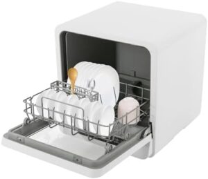 Compact Countertop Dishwasher, ideal for small spaces like apartments and RVs with 5 washing programs.