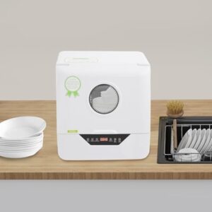 Portable Mini Dishwasher Countertop with 6L Water Tank and 4 Washing Programs for Apartments and RVs