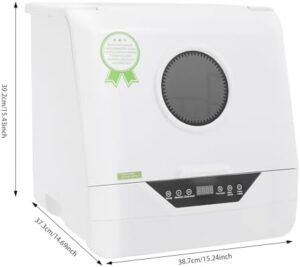 Portable Mini Dishwasher Countertop with 6L Water Tank and 4 Washing Programs for Apartments and RVs