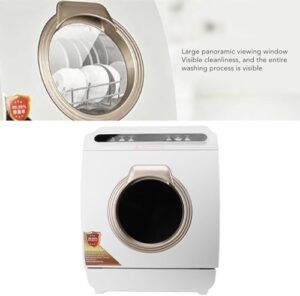 Mini Dishwasher on a countertop, showing its compact design and functionality.  
