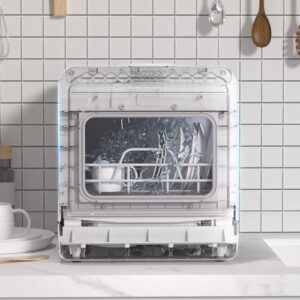 Portable Dishwasher with 5L Water Tank, automatic countertop dishwasher, mini dishwasher with air-dry function