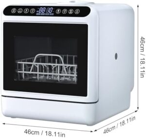 Portable Dishwasher with 5L Water Tank, automatic countertop dishwasher, mini dishwasher with air-dry function
