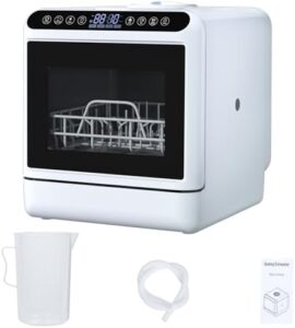Hatleues Portable Dishwasher with 5L Water Tank and 160℉ High-Temp & Air-Dry Function