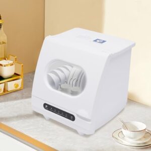 Portable Countertop Dishwasher on a kitchen countertop with dishes being washed