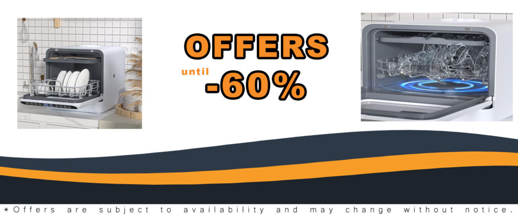 Portable Dishwasher Countertop with 5L Water Tank and Smart Features
