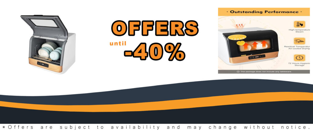Portable Countertop Dishwasher with Air-Dry Function and Automatic Deep Heating Cleaning for Small Apartments and RVs
