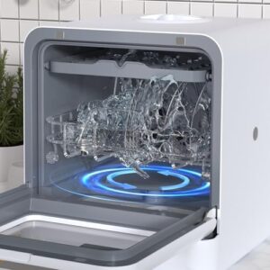 Portable Mini Dishwasher Countertop with 5L Water Tank and 5-Program System for Apartments and RVs