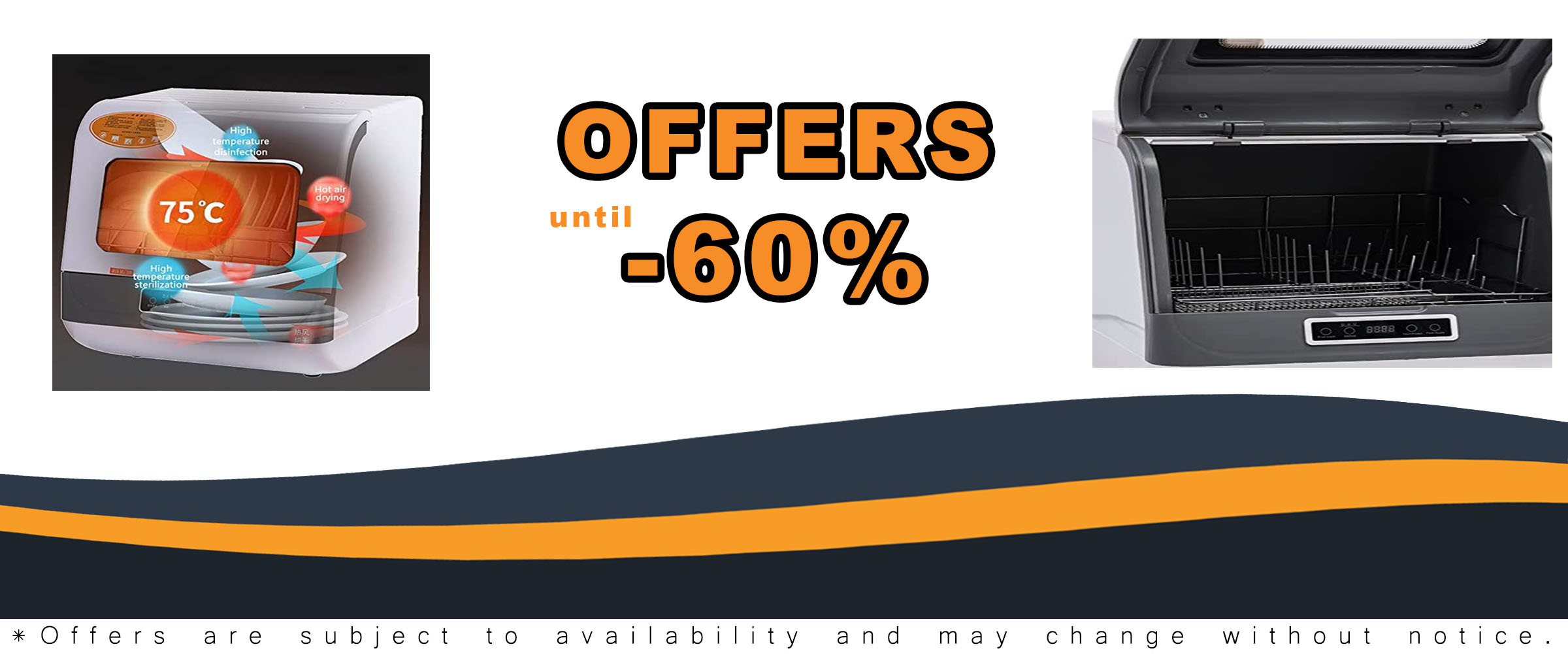Portable Dishwasher with 3 washing modes and 75°C hot air drying function, perfect for small kitchens and apartments.