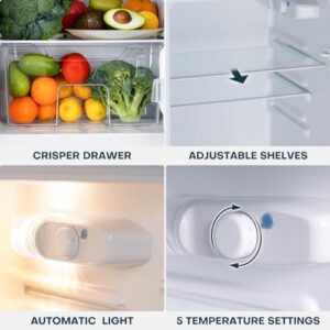 Upstreman 4.0 Cu.Ft. Mini Fridge in black, showcasing its double-door design and adjustable thermostat  