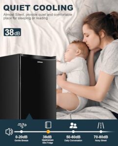 Upstreman 3.2 Cu.Ft Mini Fridge in black with freezer compartment