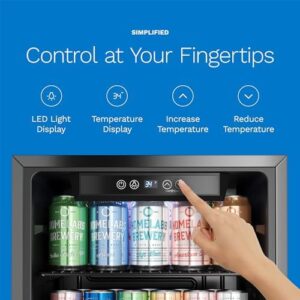 hOmeLabs Beverage Refrigerator with glass door and cans inside