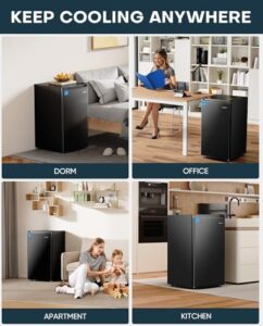 Upstreman 4.4 Cu.Ft Mini Fridge with Freezer in a modern kitchen setting