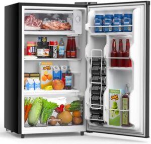 OLIXIS KEOLI-X98ABK Mini Fridge with Freezer in Black