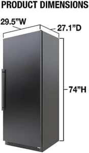DE210FRGWB Refrigerator with adjustable glass shelves and blue LED lighting in black