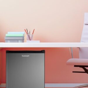 Cuisinart 1.7 Cu. Ft Compact Fridge in silver, ideal for small spaces